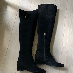Nine West Jaen Leather Over the Knee Black Boots